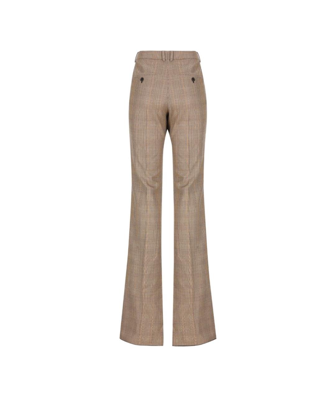 SAINT LAURENT Бежевые шерстяные прямые брюки, фото 3
