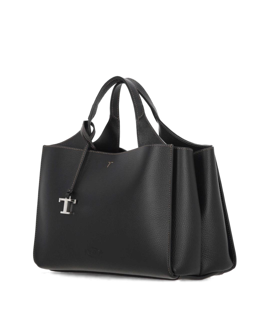 TOD'S Черная кожаная сумка тоут, фото 2