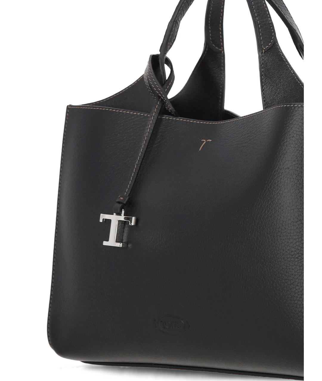 TOD'S Черная кожаная сумка тоут, фото 4