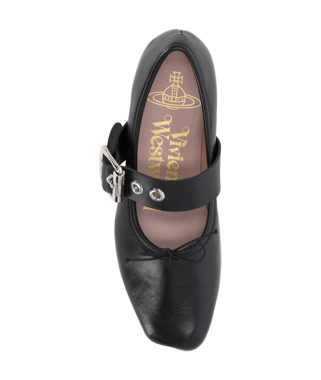 VIVIENNE WESTWOOD Черные кожаные балетки, фото 4
