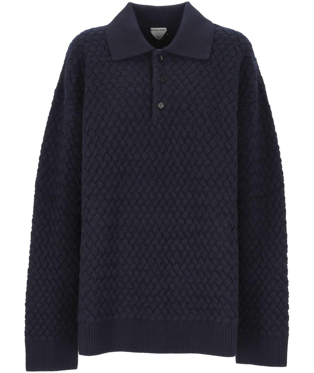 BOTTEGA VENETA Темно-синий шерстяной джемпер / свитер, фото 1