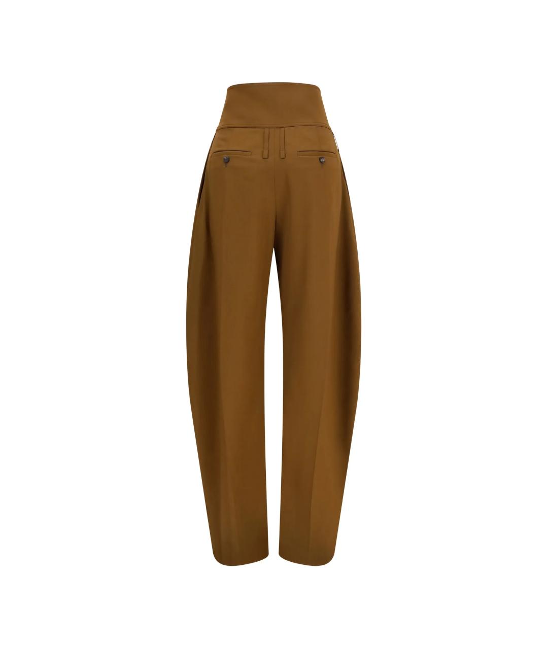 FERRAGAMO Коричневые шерстяные прямые брюки, фото 3