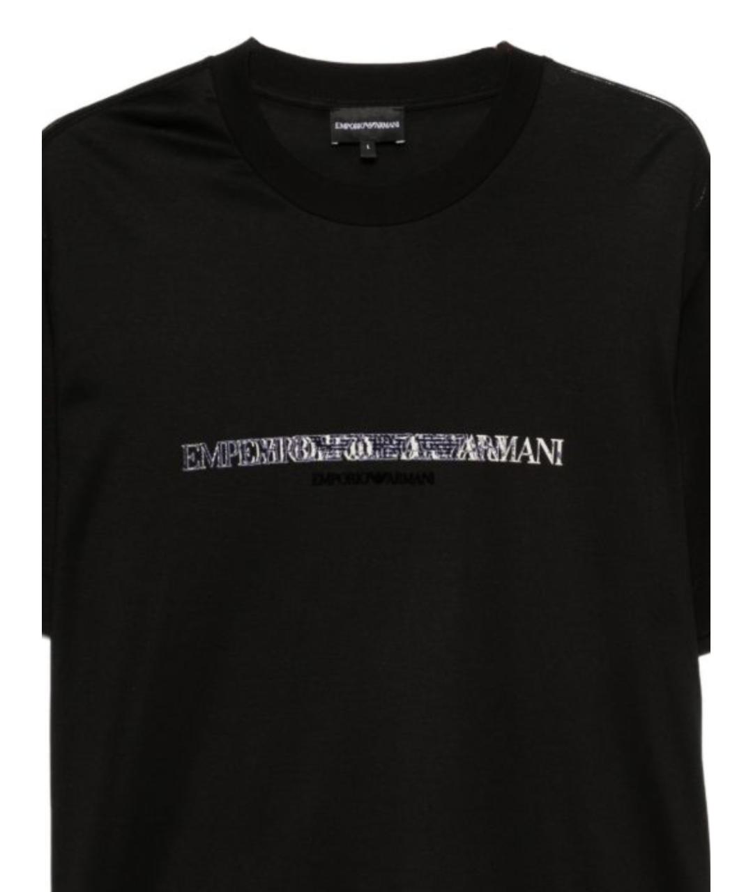 EMPORIO ARMANI Черная хлопковая футболка, фото 2