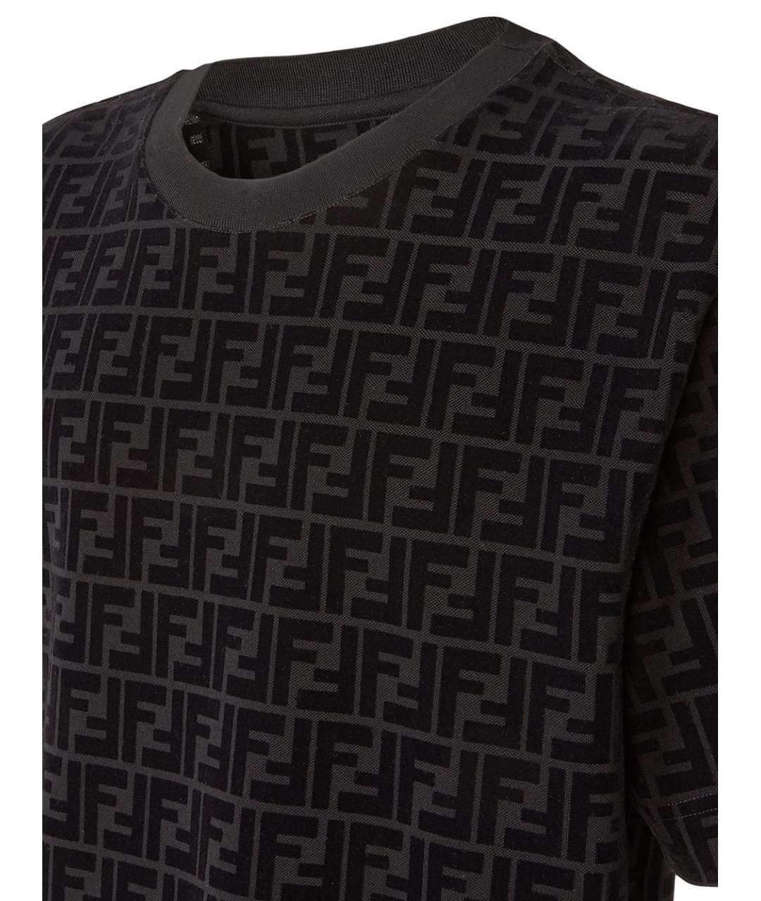 FENDI Черная хлопковая футболка, фото 2