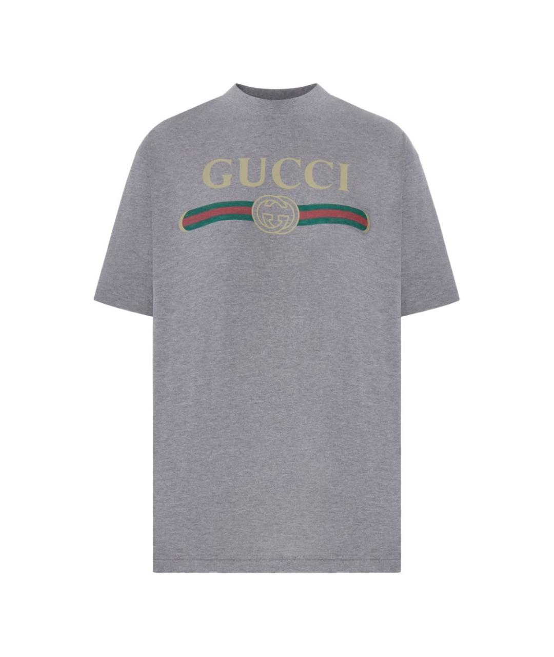 GUCCI Серая хлопковая футболка, фото 1