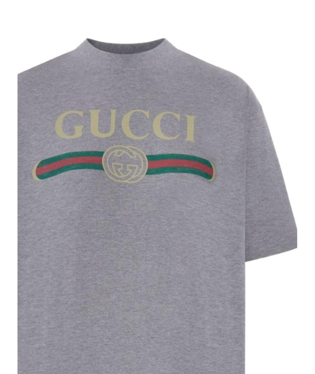 GUCCI Серая хлопковая футболка, фото 2