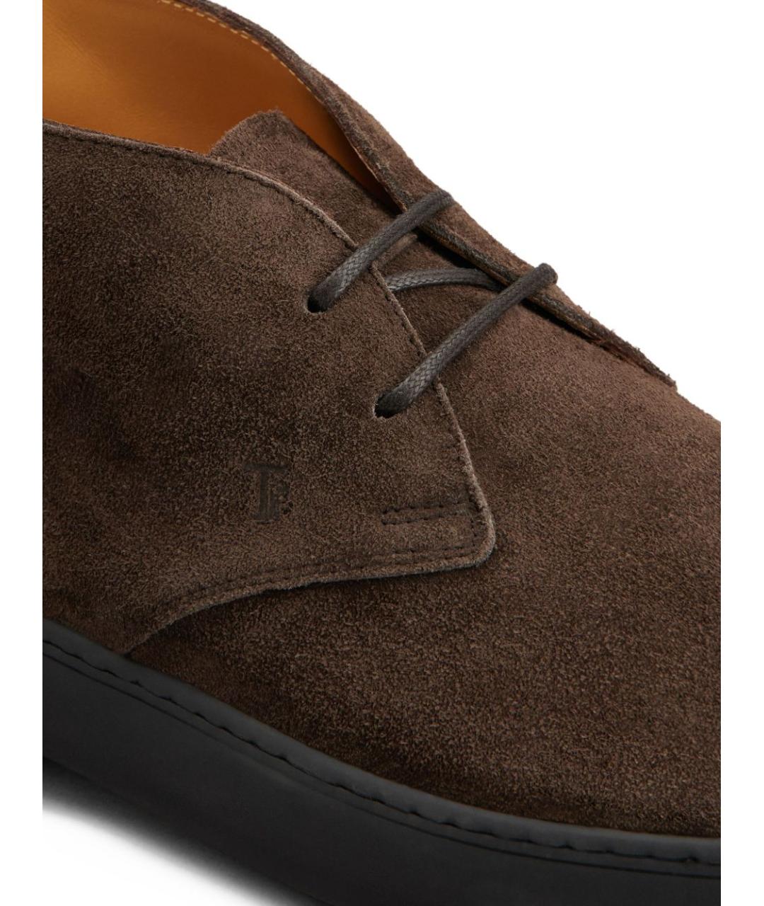 TOD'S Коричневые замшевые низкие кроссовки / кеды, фото 5