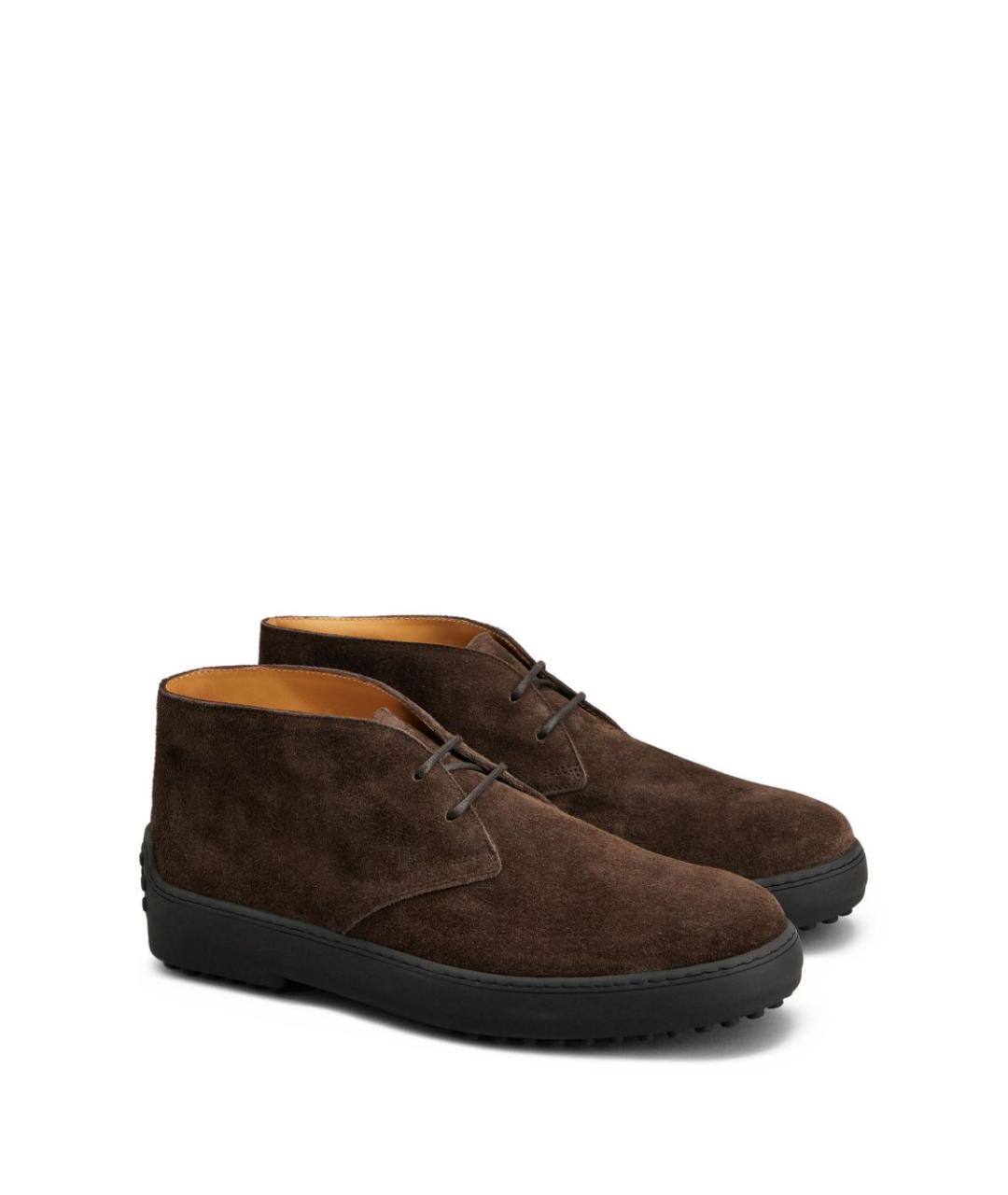 TOD'S Коричневые замшевые низкие кроссовки / кеды, фото 6