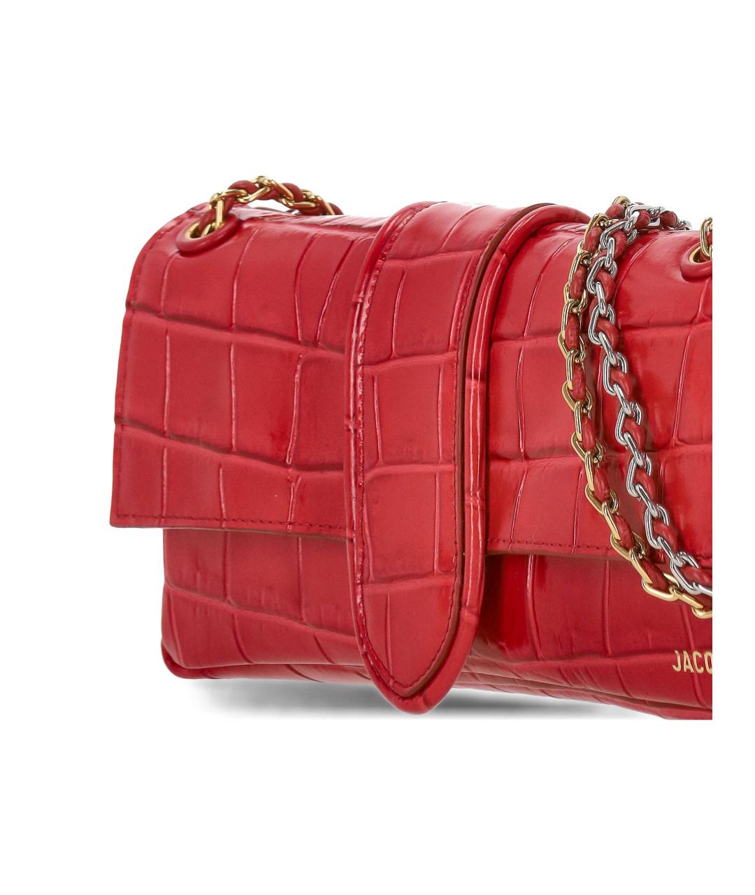 JACQUEMUS Красная кожаная сумка через плечо, фото 4