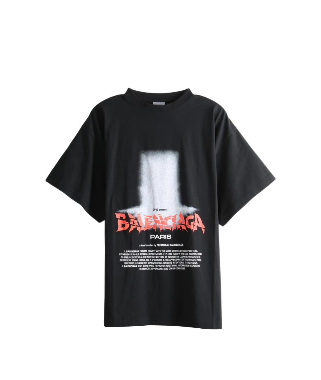 BALENCIAGA Черная хлопковая футболка, фото 1