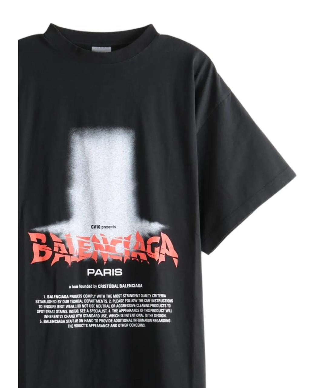 BALENCIAGA Черная хлопковая футболка, фото 2