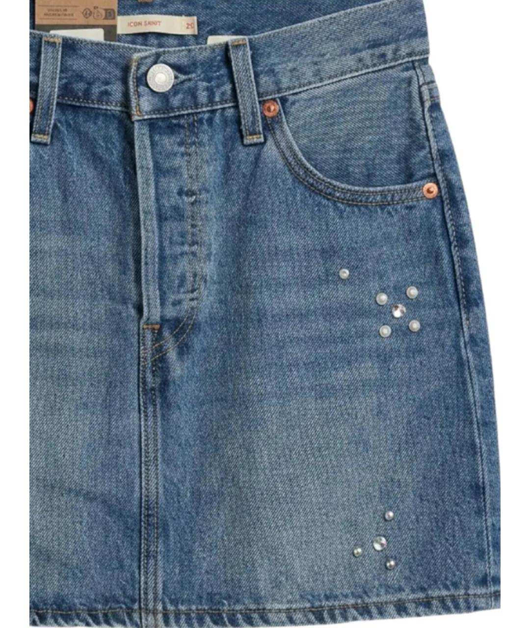 LEVI'S Синяя хлопковая юбка мини, фото 2