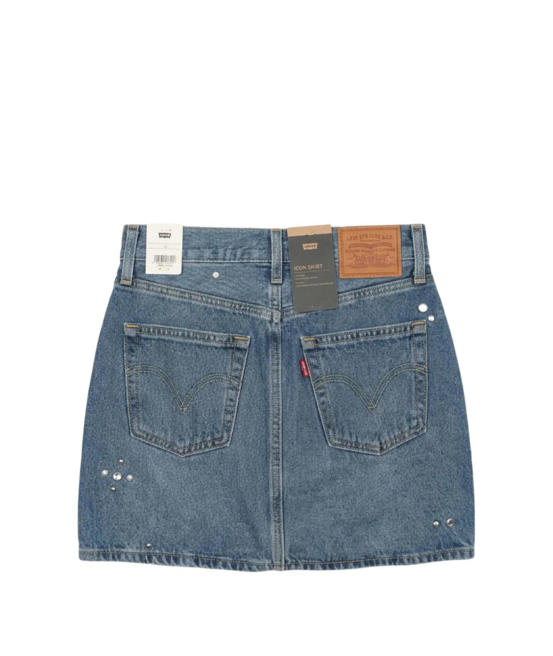 LEVI'S Синяя хлопковая юбка мини, фото 3