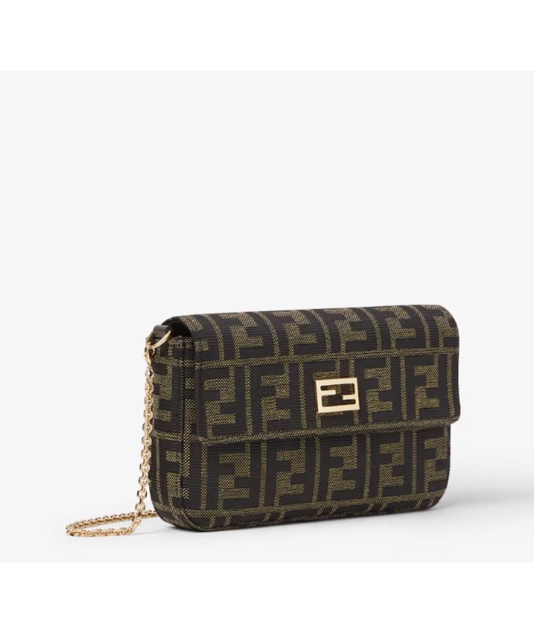 FENDI Коричневая жаккардовая сумка через плечо, фото 2