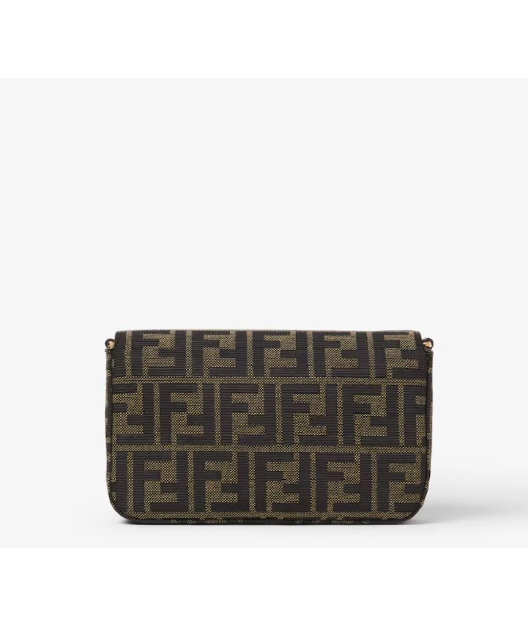 FENDI Коричневая жаккардовая сумка через плечо, фото 3