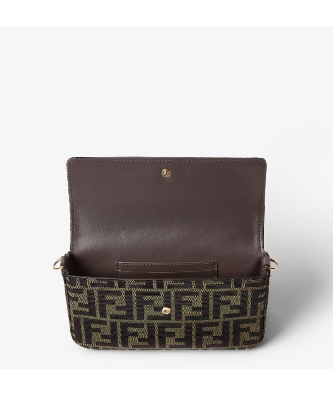 FENDI Коричневая жаккардовая сумка через плечо, фото 4
