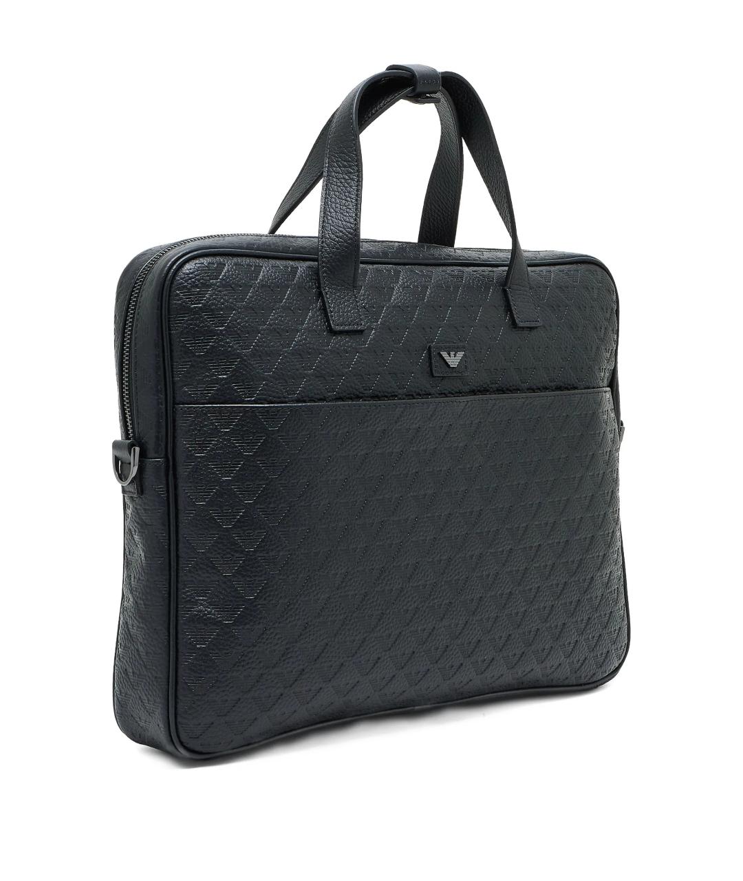 EMPORIO ARMANI Черный портфель из канвы, фото 2