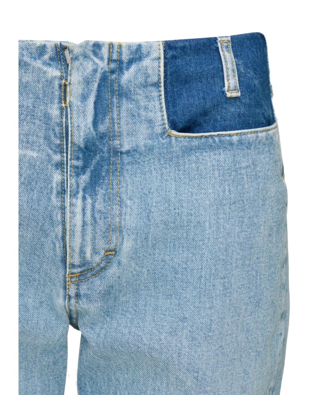 MAISON MARGIELA Голубые хлопковые прямые джинсы, фото 4