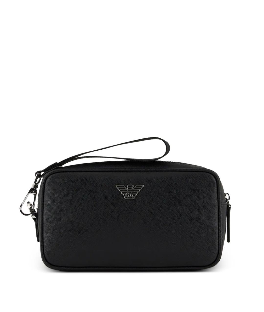 EMPORIO ARMANI Черная барсетка из искусственной кожи, фото 1