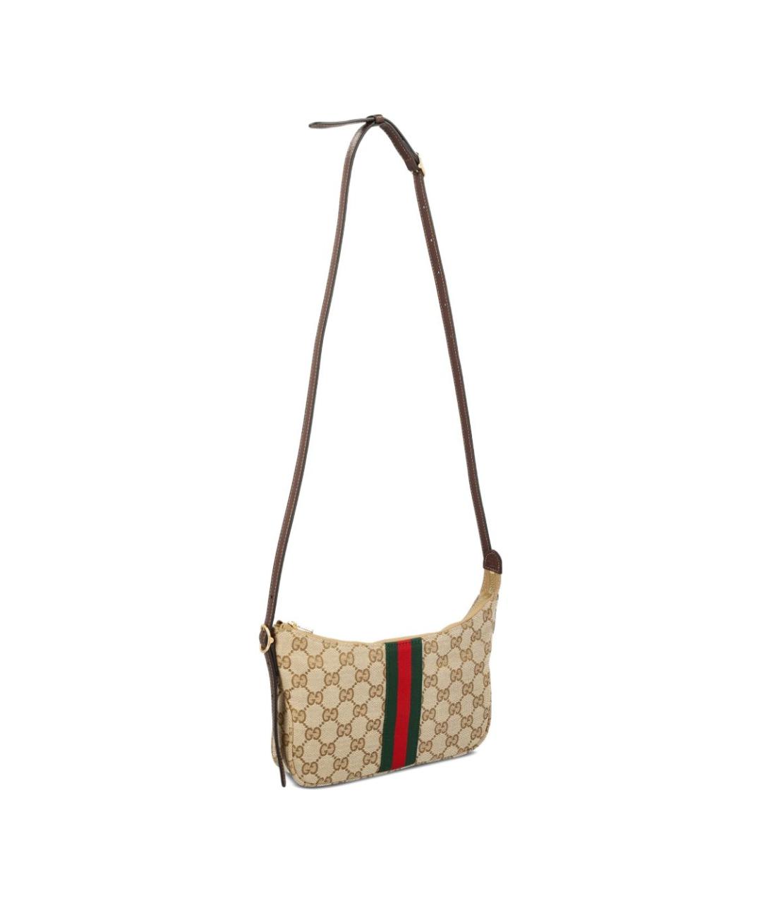 GUCCI Бежевая сумка на плечо из канвы, фото 2