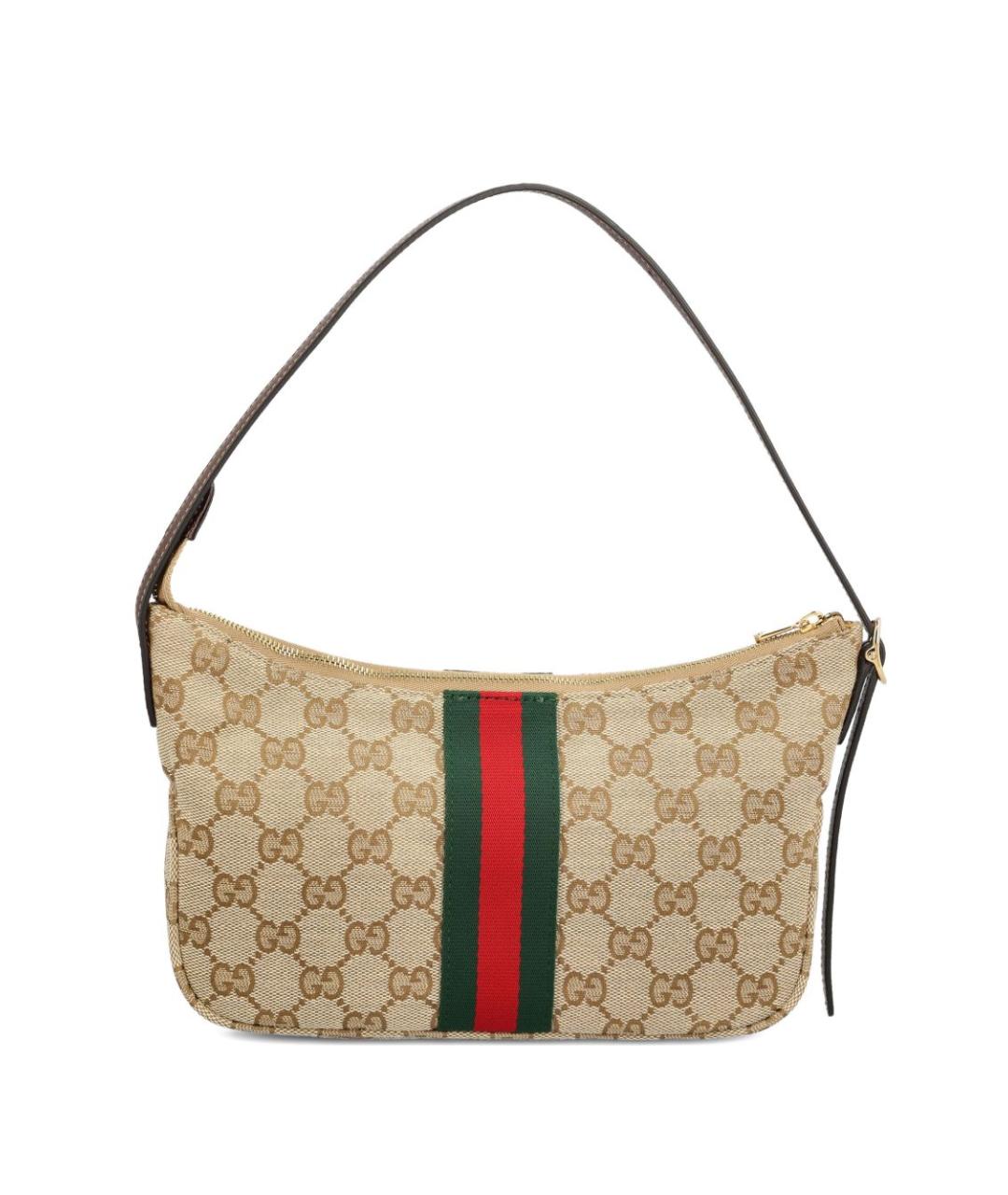 GUCCI Бежевая сумка на плечо из канвы, фото 3