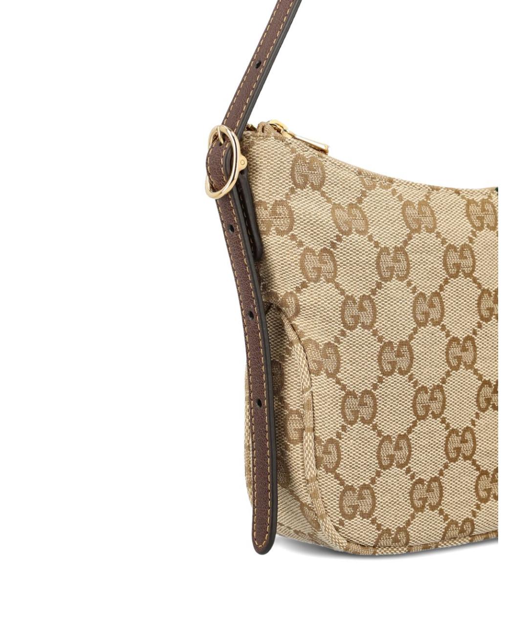 GUCCI Бежевая сумка на плечо из канвы, фото 4