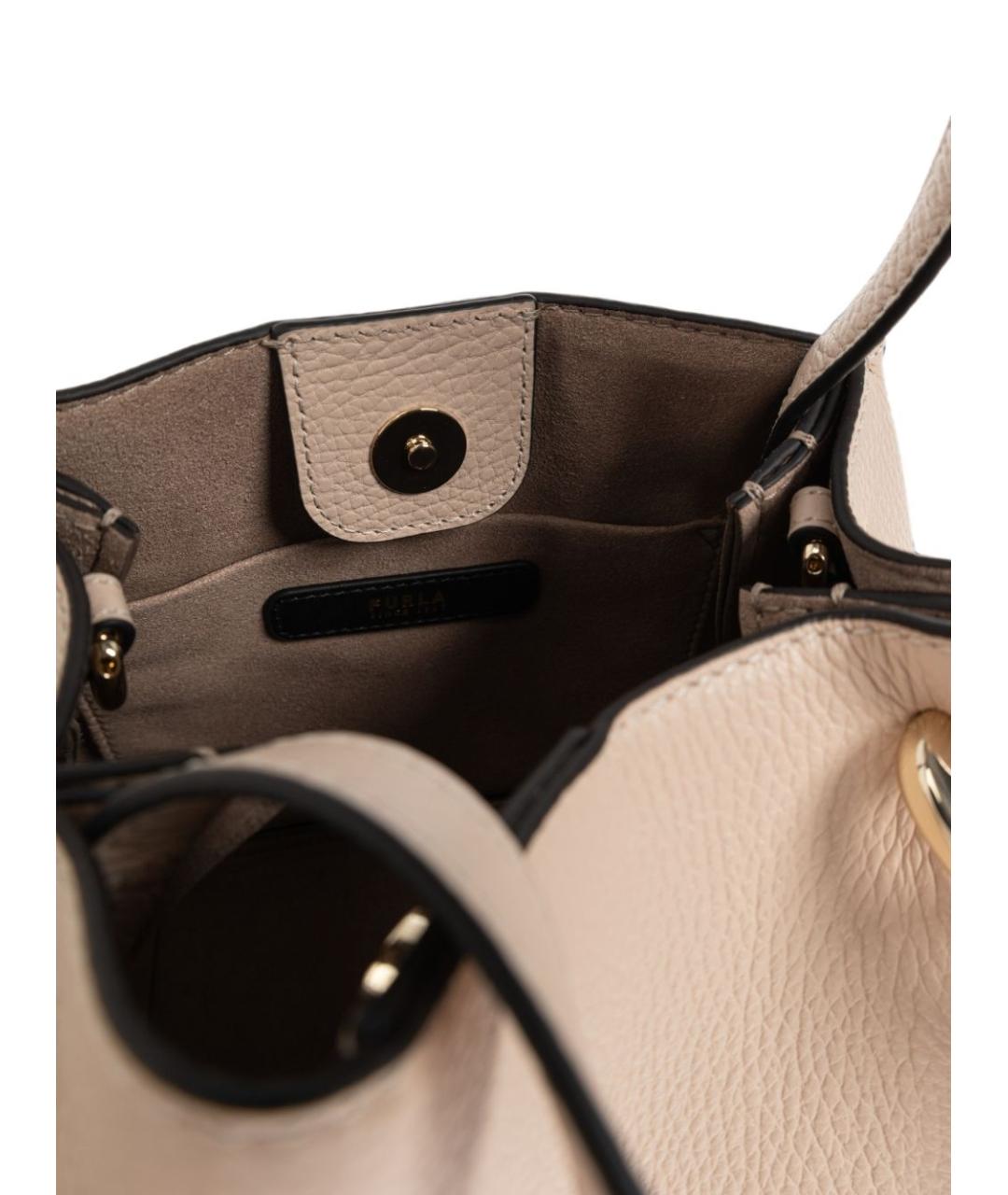 FURLA Бежевая кожаная сумка через плечо, фото 5
