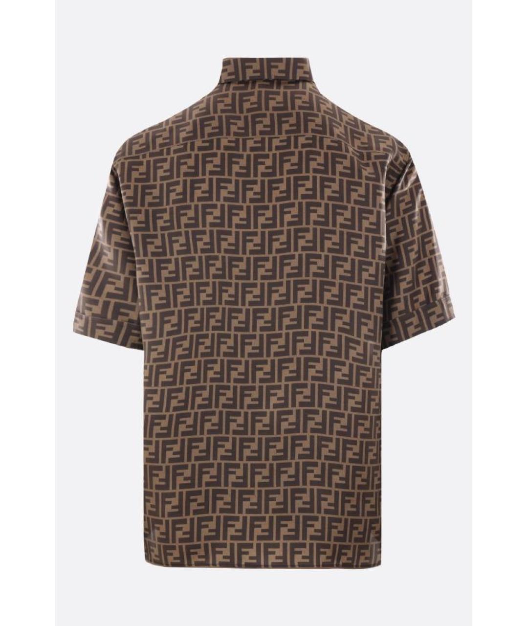 FENDI Коричневая шелковая кэжуал рубашка, фото 3