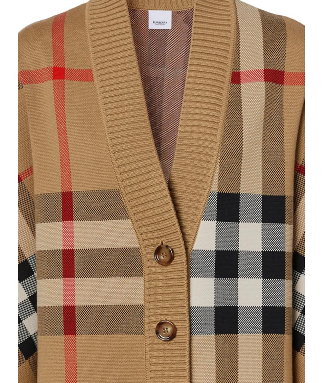 BURBERRY Бежевый полиэстеровый кардиган, фото 2