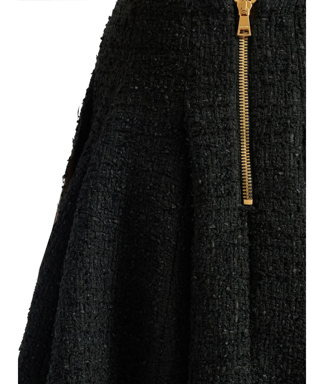 BALMAIN Черная хлопковая юбка мини, фото 3