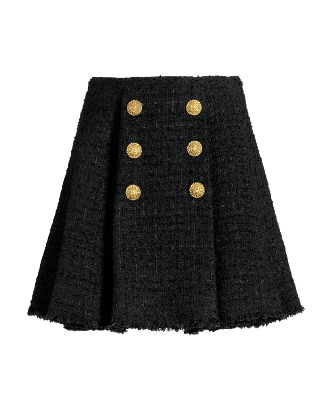 BALMAIN Черная хлопковая юбка мини, фото 1