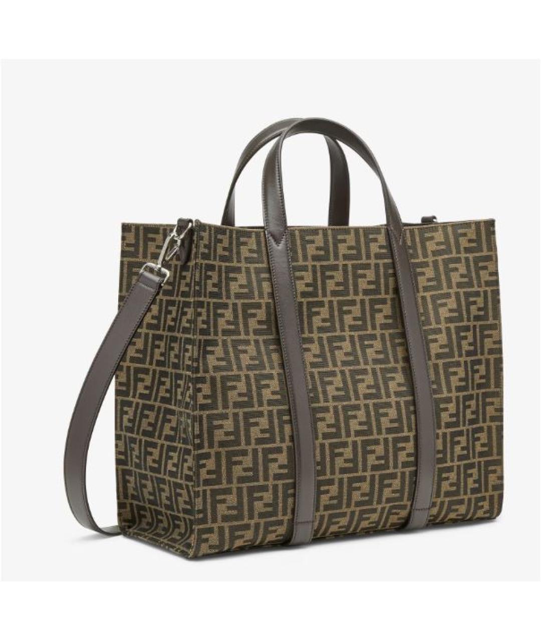 FENDI Коричневая сумка тоут из канвы, фото 2