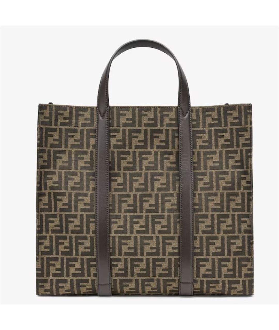 FENDI Коричневая сумка тоут из канвы, фото 4