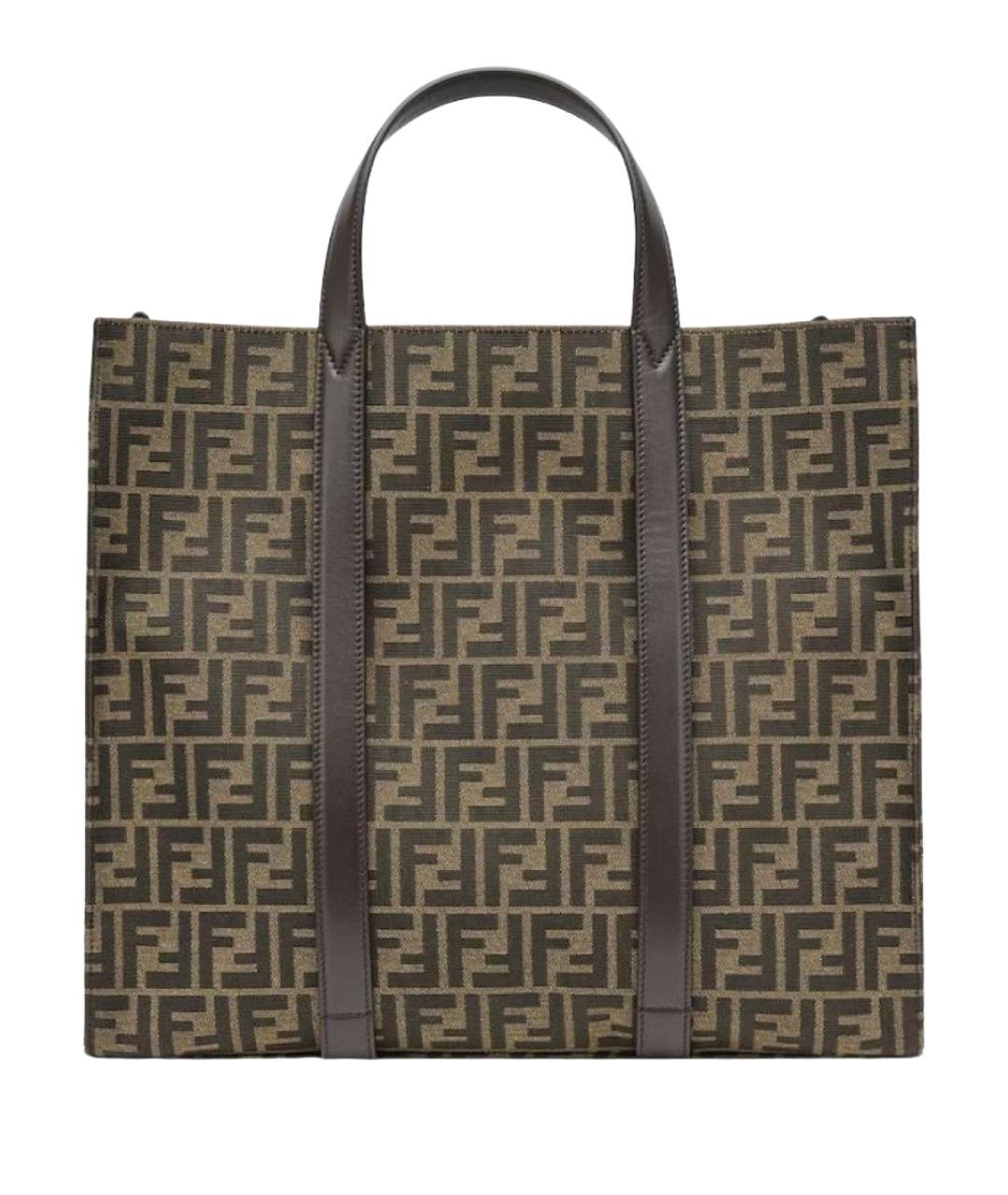 FENDI Коричневая сумка тоут из канвы, фото 1