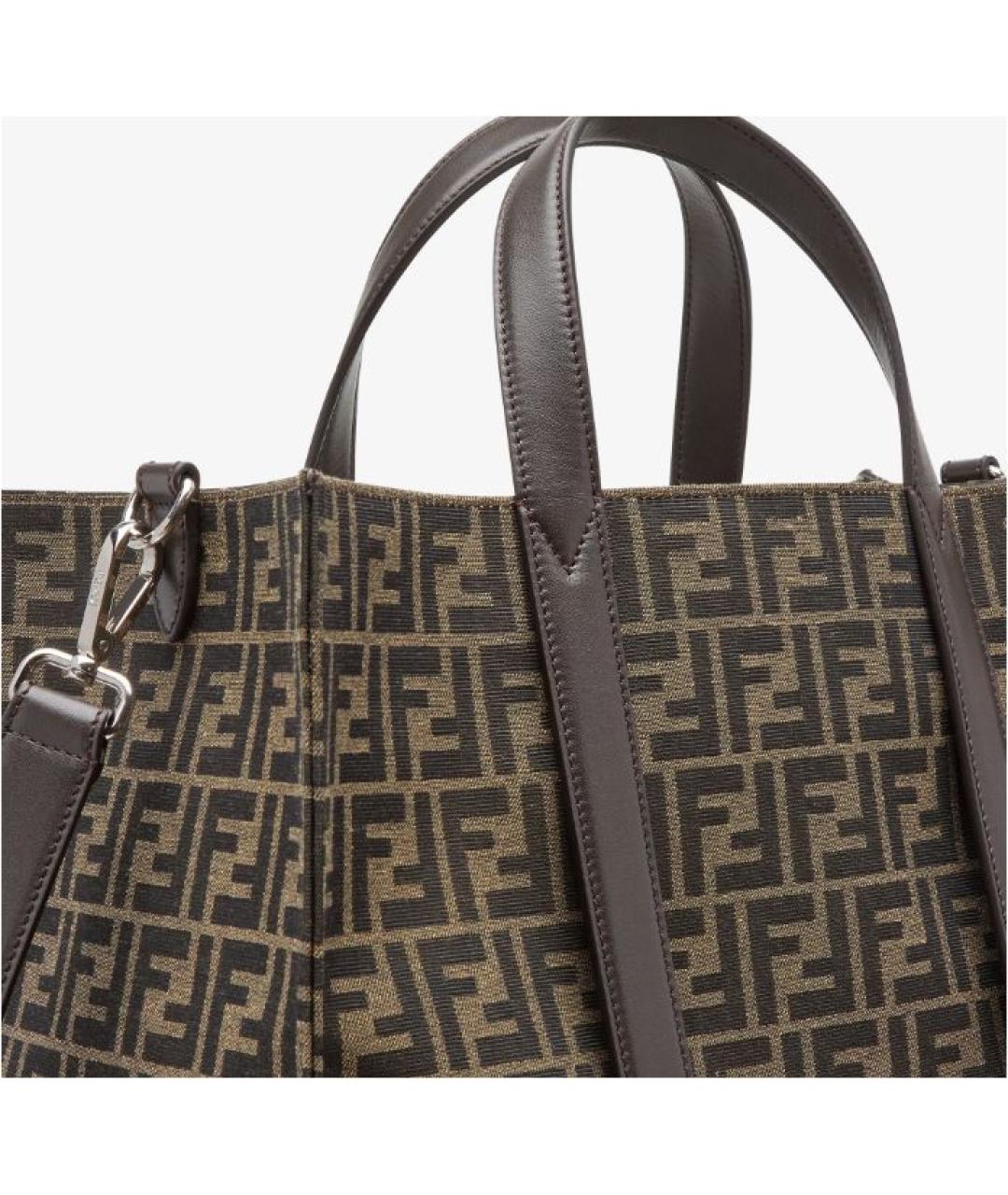 FENDI Коричневая сумка тоут из канвы, фото 3