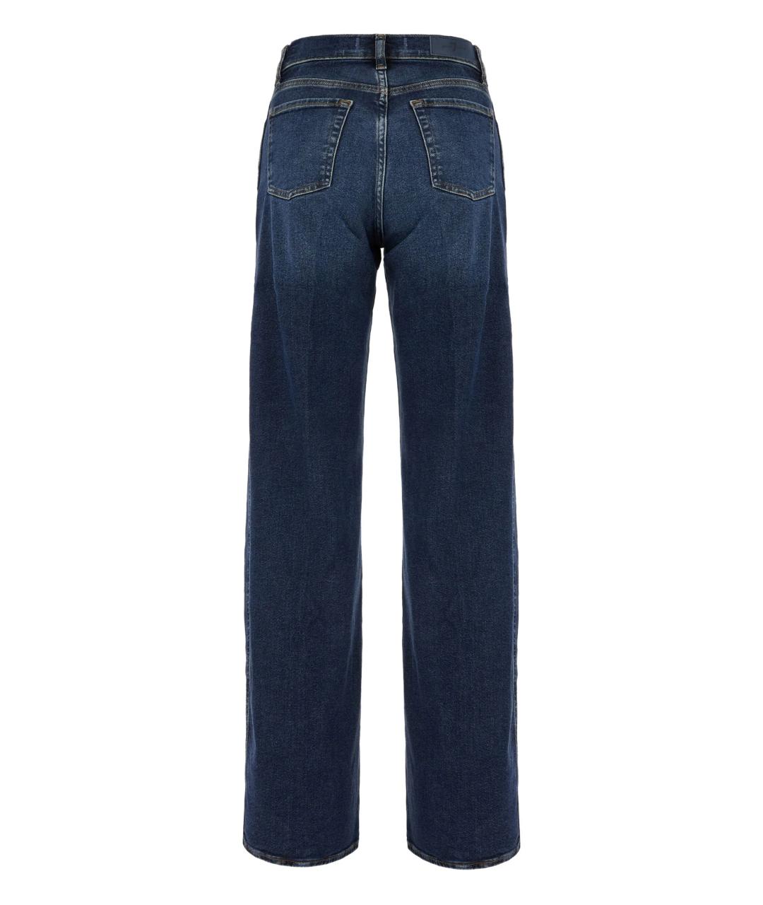 7 FOR ALL MANKIND Синие хлопковые прямые джинсы, фото 3