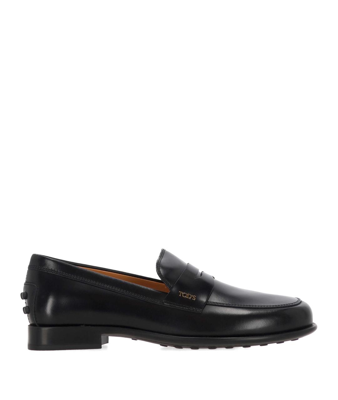 TOD'S Черные кожаные лоферы, фото 1