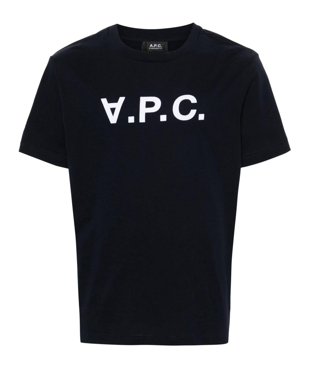 A.P.C. Темно-синяя хлопковая футболка, фото 1