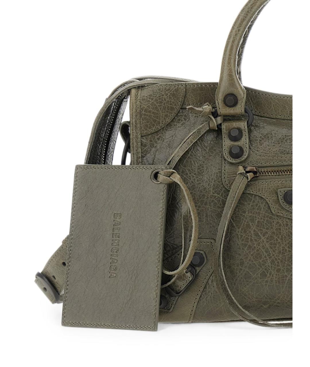 BALENCIAGA Хаки кожаная сумка тоут, фото 2