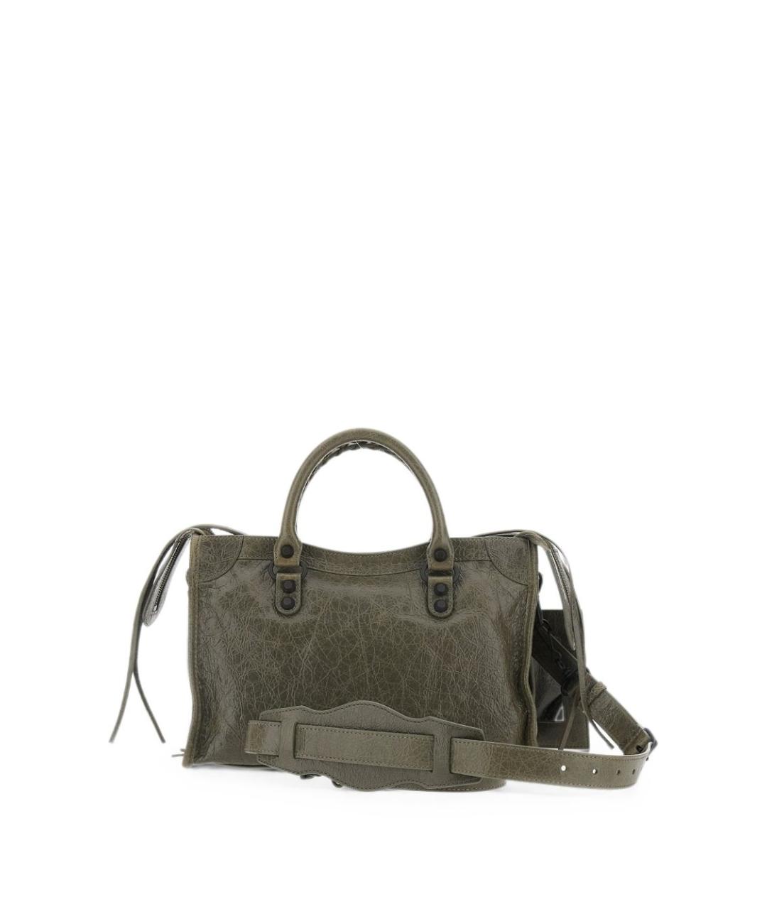 BALENCIAGA Хаки кожаная сумка тоут, фото 3