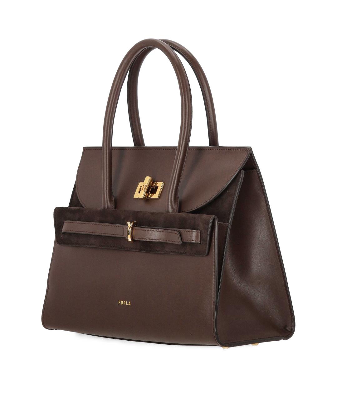 FURLA Коричневая кожаная сумка тоут, фото 2