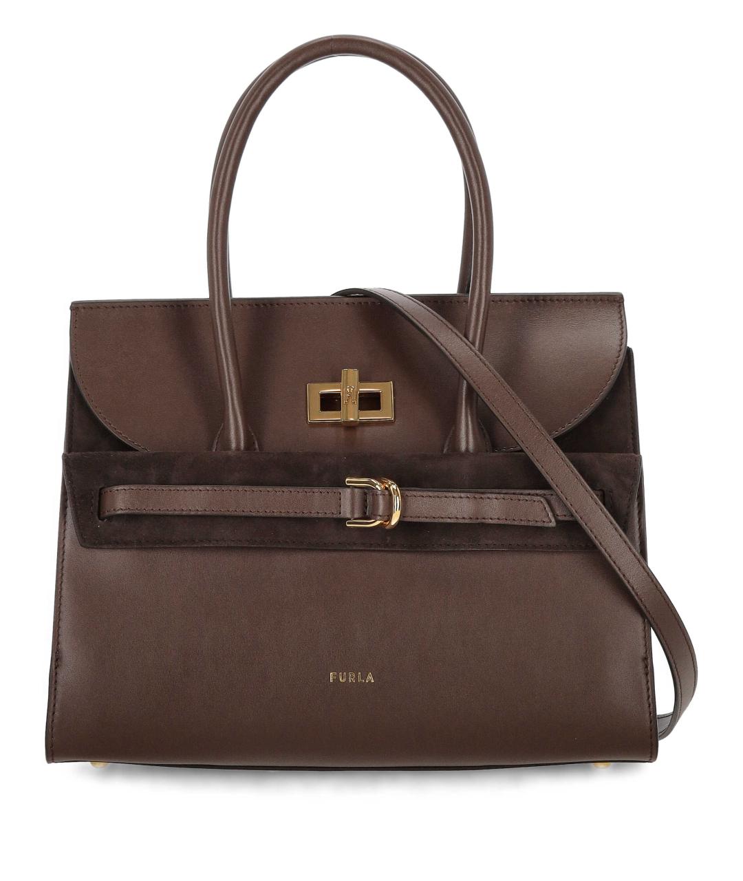 FURLA Коричневая кожаная сумка тоут, фото 1