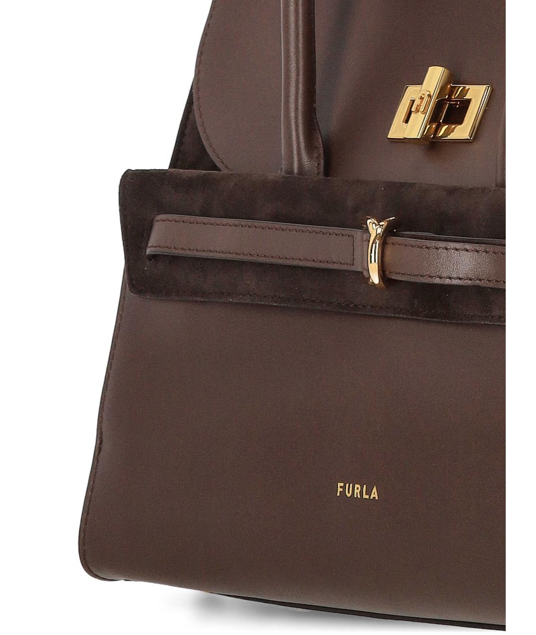 FURLA Коричневая кожаная сумка тоут, фото 4