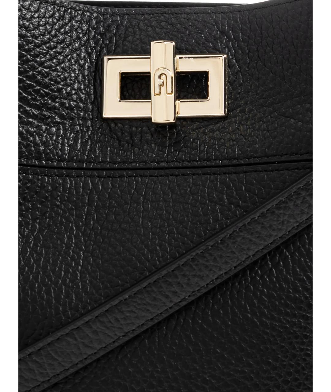 FURLA Черная кожаная сумка через плечо, фото 5