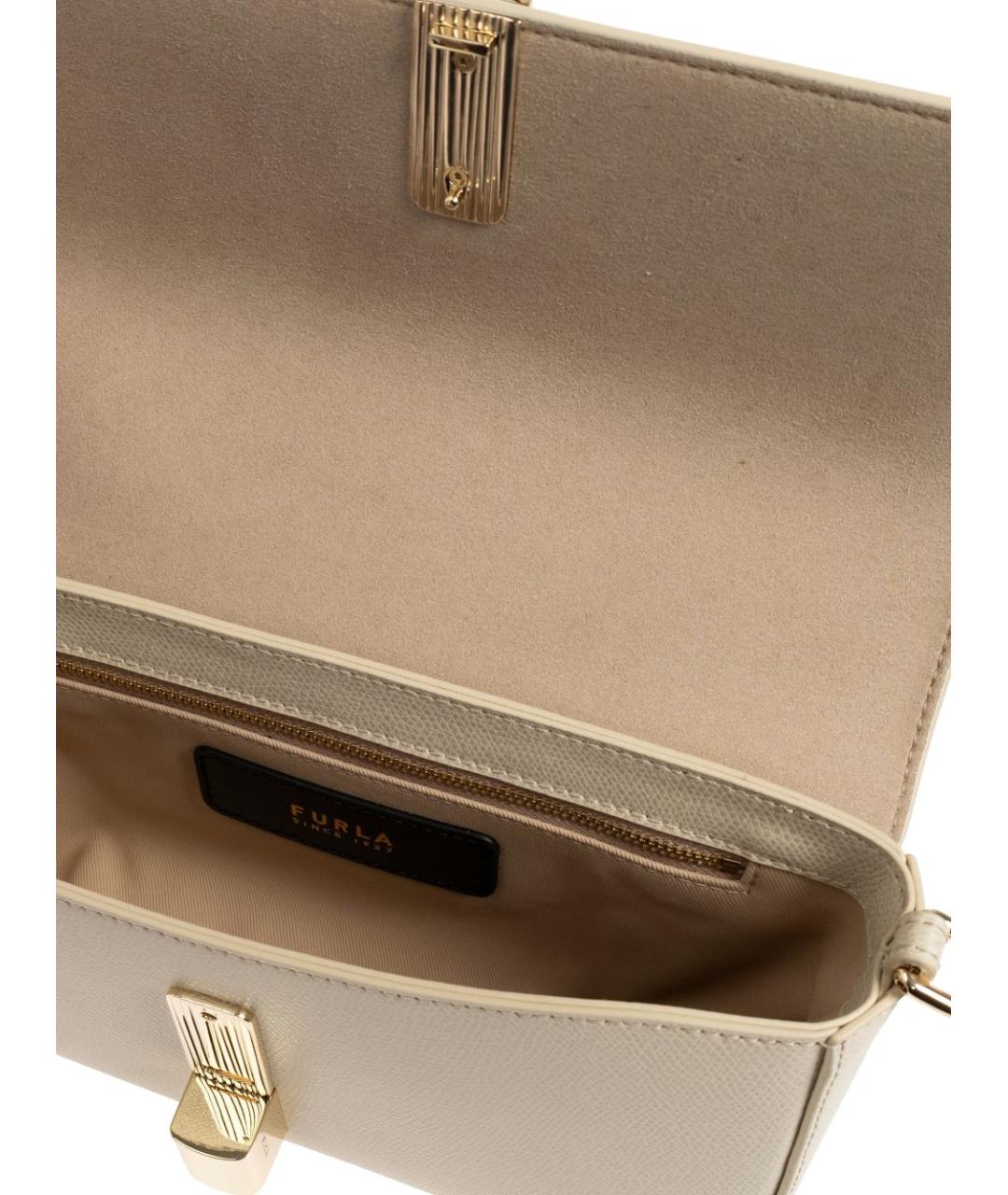 FURLA Бежевая кожаная сумка через плечо, фото 5