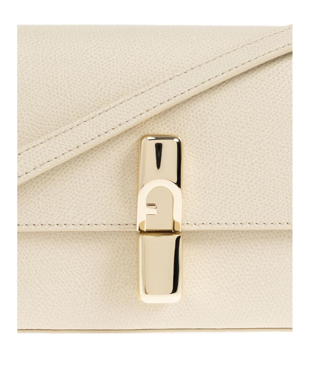 FURLA Бежевая кожаная сумка через плечо, фото 4