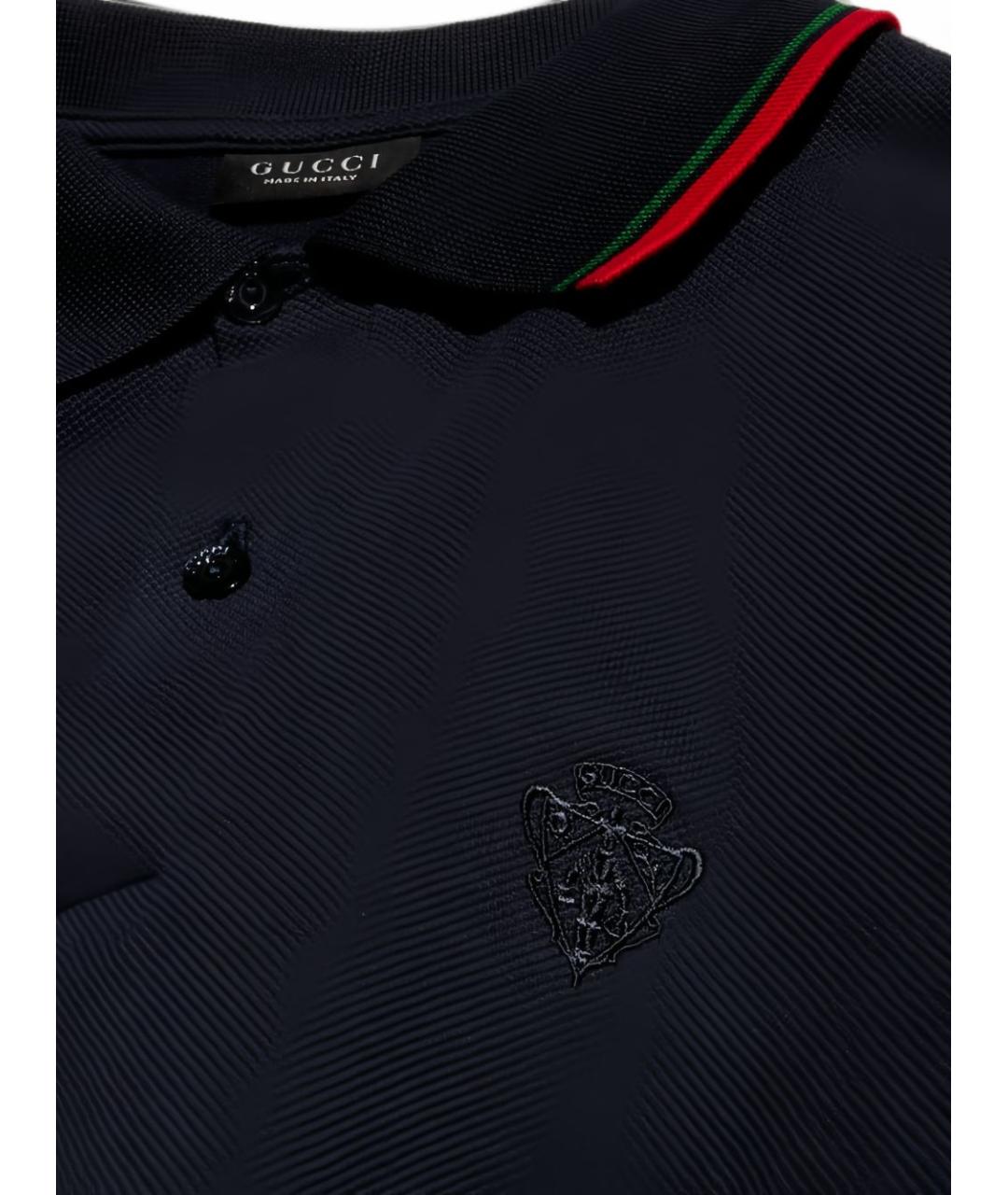 GUCCI Синее хлопковое поло с коротким рукавом, фото 2