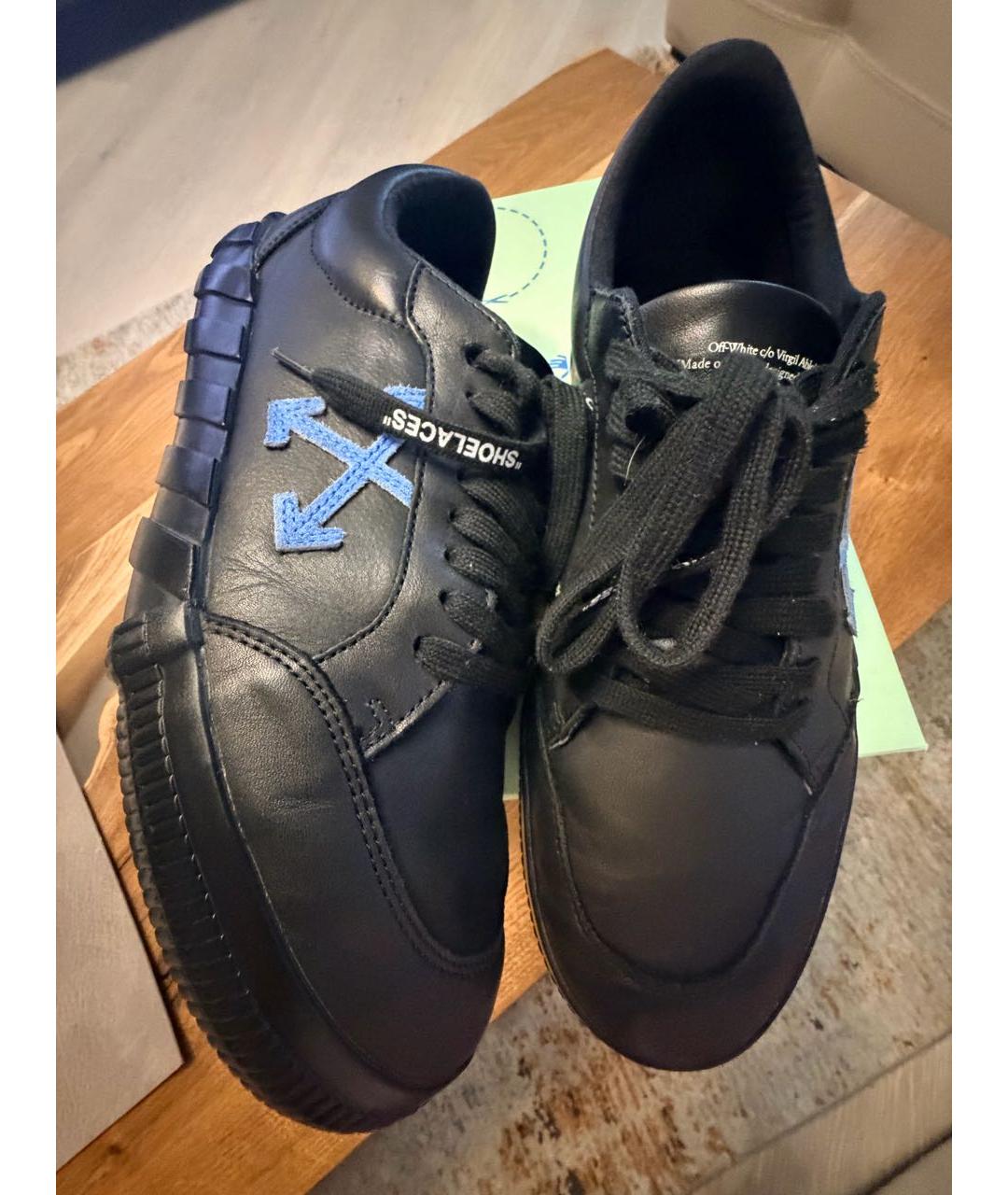 OFF-WHITE Черные кожаные низкие кроссовки / кеды, фото 7
