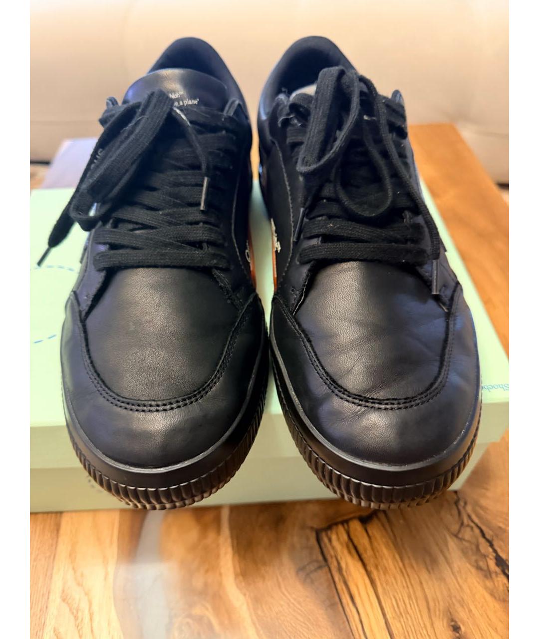 OFF-WHITE Черные кожаные низкие кроссовки / кеды, фото 5