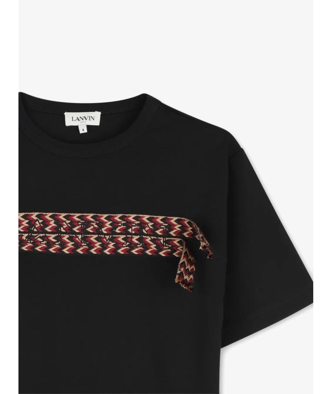 LANVIN Черная хлопковая детская футболка, фото 3
